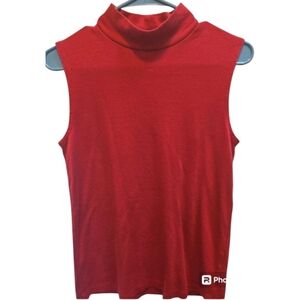 CROFT AND BARROW RED SLEEVLESS TURTLE NECK SZ M TOP